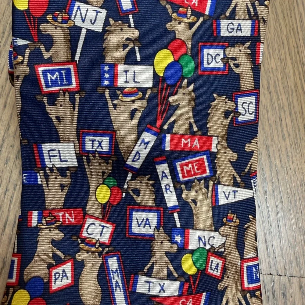Alynn Neckwear Democrats Political Election USA Mens Silk Tie with Donkey - Picture 3 of 7